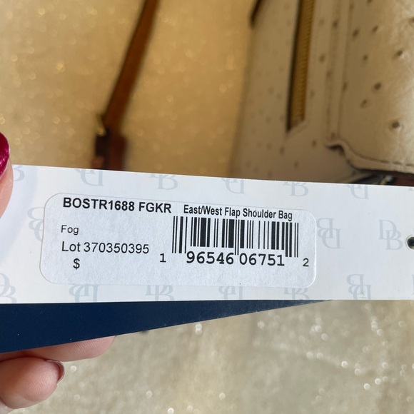 DOONEY & BOURKE OSTRICH EAST WEST FLAP SHOULDER BAG IN FOG✨ - Picture 13 of 14